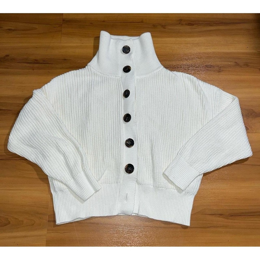 Womens Varley Chucky Ribbed Button Up Heavy Pocket Cardigan Sweater